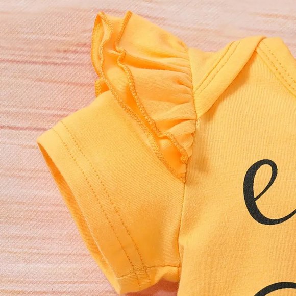 3pcs Newborn Infant "Little Miss" Print Romper Short Sleeve Flying Sleev… - Picture 3 of 7